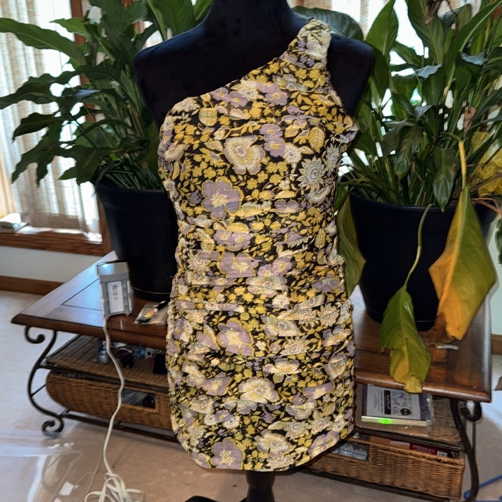 Zara Green and Brown One Shoulder Sheath Dress - Picture 5 of 5